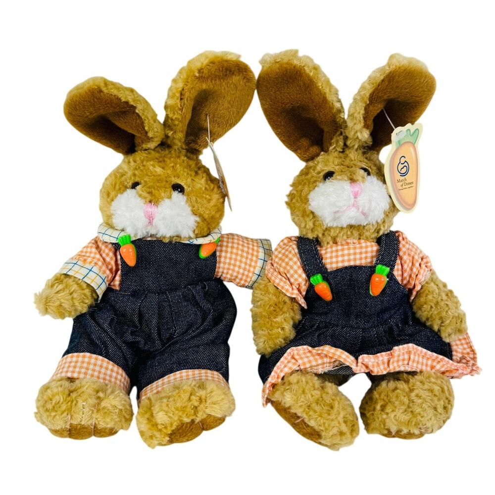 March of Dimes Plush Bunny Rabbits Paws and Peaches Set‎ 2003